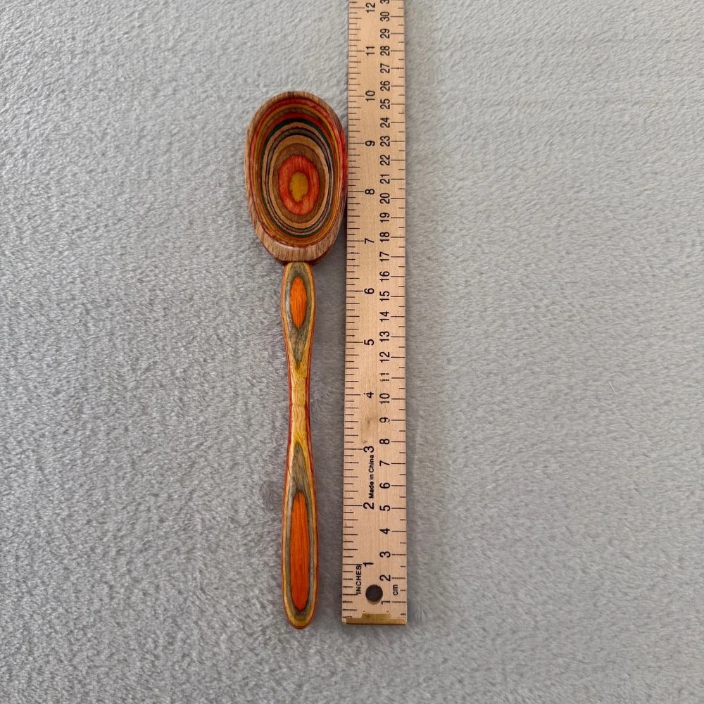 Vintage Norpro Laminated Wood Spoon Rainbow Striped‎ Kitchen Utensil 10